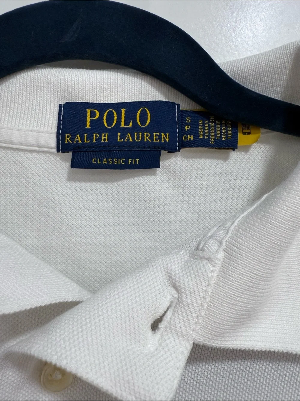 Ralph Lauren White Polo with Navy Pony Embroidery